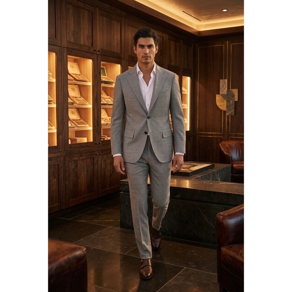 SuitSupply Lazio Blazer Light Grey Vitale Barberis Canonico Wool US 36S EU 235